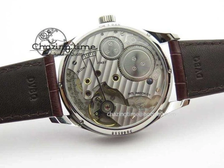 MIROTIME 0122 Sustainable Portuguese IW5444 SS White Dial RG Numbers On Brown Leather Strap A 7256